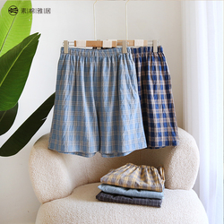 Japanese Cotton Washed Cotton Men's Home Pants Five-point Pants Beach Pants Loose Plus Size