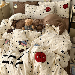 Autumn and Winter Bedding Four-Piece Set Pure Cotton Bed Sheet Duvet Cover Fitted Sheet Quilt Cover Student Dormitory Single Three-Piece Set