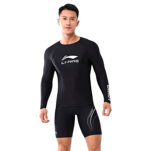 Li Ning swimsuit set swimming equipment men's full set of new swimming trunks adult anti -embarrassing professional five -point swimming mirror
