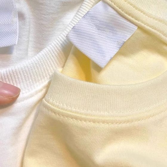 
Xinjiang cotton brushed 300G heavyweight three-needle pure cotton long-sleeved T-shirt for men and women pure white opaque thick inner top