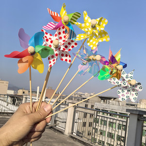 Mini plastic windmill ornament, wooden small windmill, kindergarten activity gift, children's toys, photo props