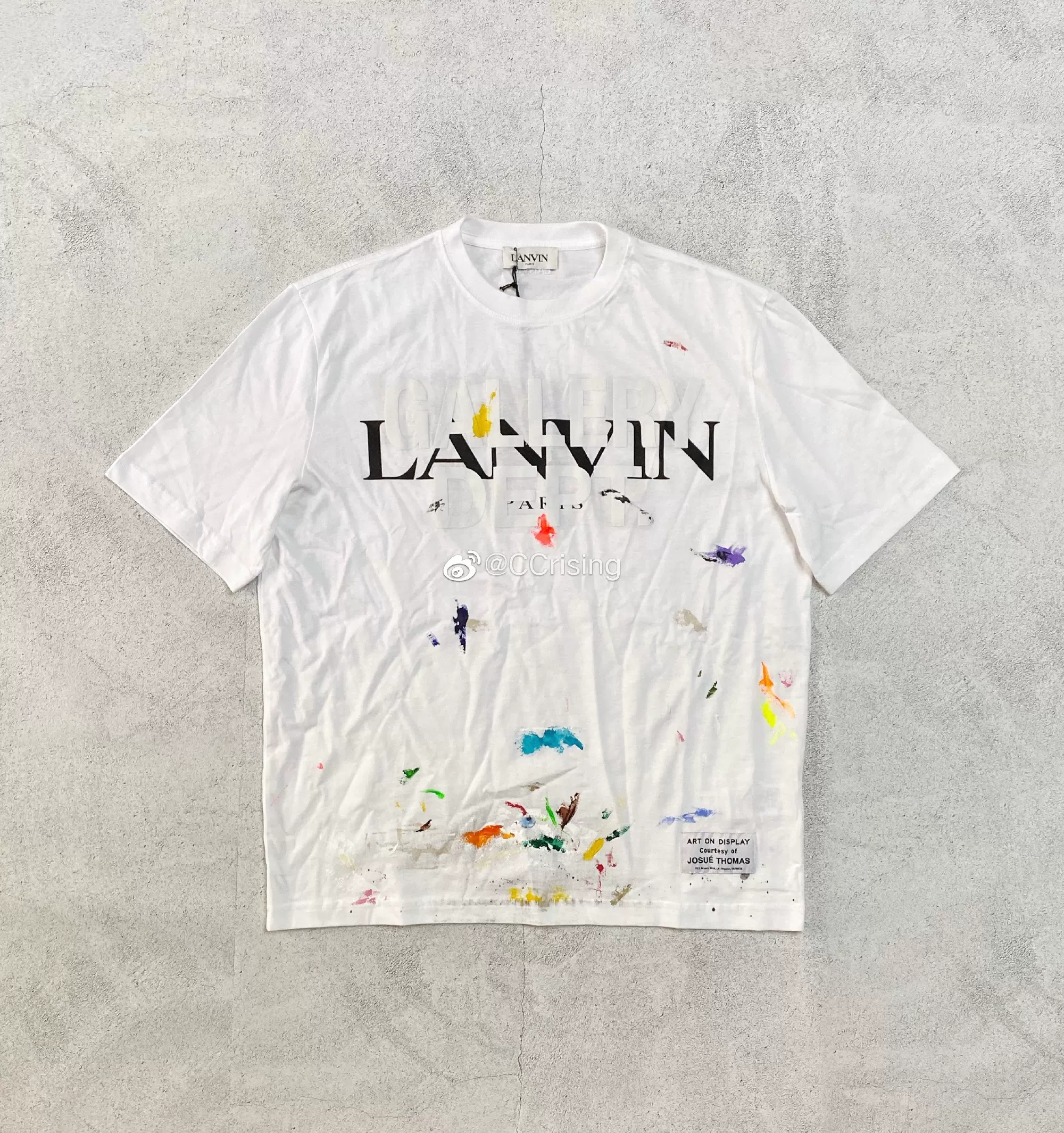 冷墙实拍】Lanvin x Gallery Dept. 白色泼墨双重印花短袖Tee-Taobao