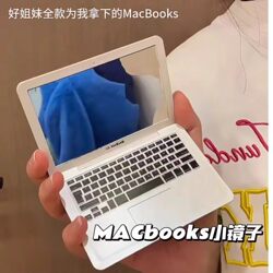 Mini Portable Mirror Creative Apple Laptop Shape Portable Foldable Small Makeup Mirror Mac Mirror Ins