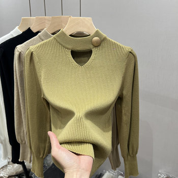 Autumn and winter hollow design sense bottom sweater tide
