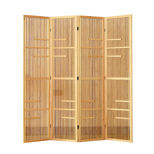New Chinese solid wood bamboo screen partition folding mobile living room porch tea room partition antique old Japanese screen
