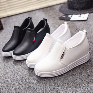 
2025 spring new Korean style all-match white shoes women's inner heightening slip-on lazy loafers casual shoes