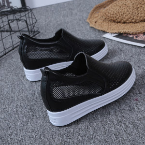 Spring and summer hollow and breathable small white shoes female internal increasing thick -soled versatile one -footed net shoes slope Single shoes casual women's shoes