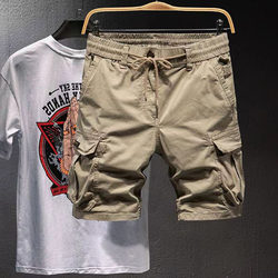 Multi-Pocket Cargo Shorts for Men, Summer Thin Loose Straight-Leg Plus-Size Casual Pants with Drawstring Belt, Knee-Length Shorts