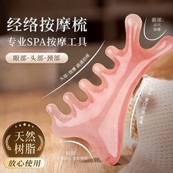 Four-In-One Multifunctional Massage Comb, Scalp Sandalwood Meridian Comb, Resin Head Hair Loss Treatment, Facial Lifting and Scraping Tool