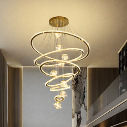 Chandelier for a Mezzanine Living Room in a Duplex Villa, Large Chandelier for a Mezzanine in a Duplex Building, Light Luxury Crystal Lighting for a Loft Apartment