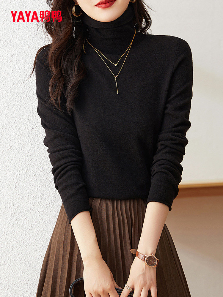 鸭鸭 22年秋季款 高领保暖 女式针织衫 天猫优惠券折后￥49包邮（￥119-70）2色可选