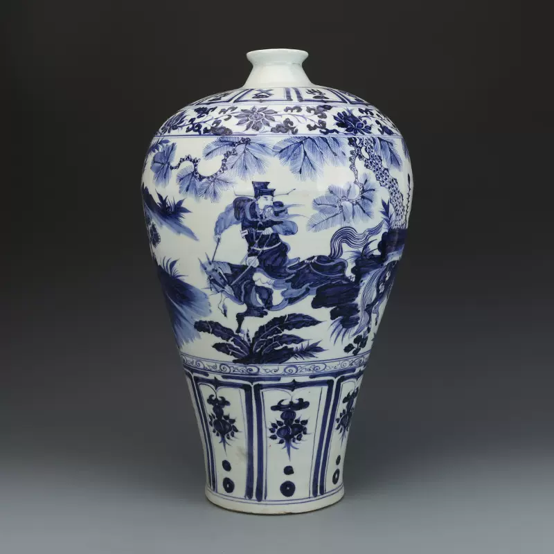 元青花萧何月下追韩信纹梅瓶古董古玩收藏品包老老