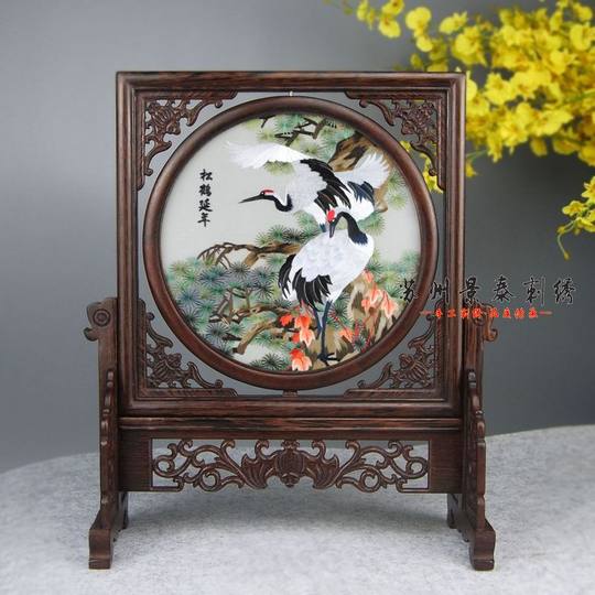 中国蘇州刺繍工芸品 猫とカマキリ 備え 