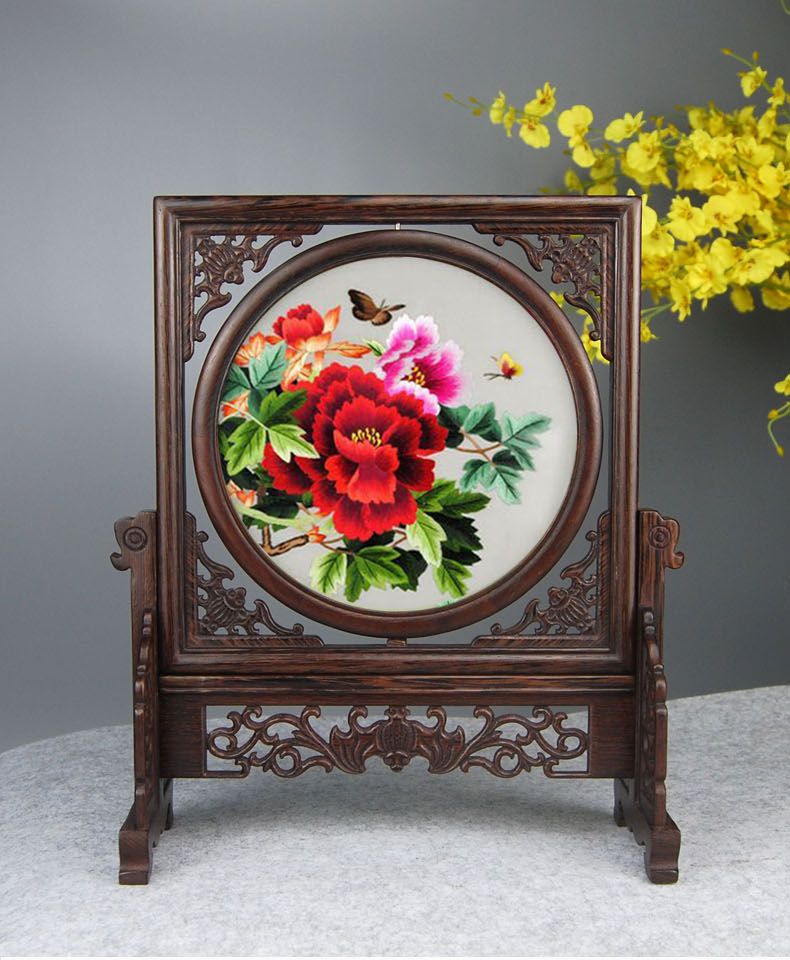蘇州工芸両面刺繍飾衝立 蘇州工芸両面刺繍飾衝立