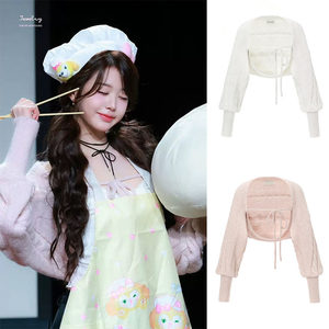 
Jang Yuanying and Park Sooyoung's same Korean sweet twist short lace-up knitted shawl cardigan coat sweater blouse