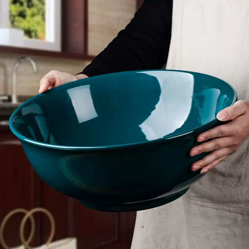 中式青花陶瓷湯碗家用高級感菜碗8英寸以上大口徑專用水煮魚酸菜