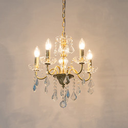 French-Style All-Copper Candle Crystal Chandelier, American Retro Bedroom Lamp, Mid-Century Style Light Luxury Living Room Dining Room Villa Lighting Fixtures