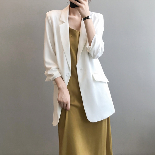 Thin chiffon small suit for women mid-length summer high-end slim and ...
