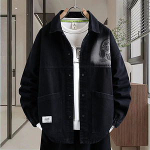 
Washed Lapel Jacket Boys Spring and Autumn 2026 Super Hot New Denim Jacket Teen Men's Trendy Shirt