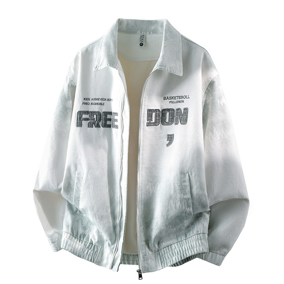 
Trendy brand embroidered denim jacket men's spring new style 2026 super hot student jacket handsome teenager men's outerwear