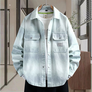 
Teenage men's denim jacket spring and autumn trend versatile loose workwear long-sleeved shirt male high school student jacket