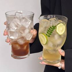 Retro Wide-Mouth Glass Cup, Iced American Coffee Cup, Large-Capacity Soda Sparkling Water Cup, Drink Cup, Fruit Tea Cup, Cup