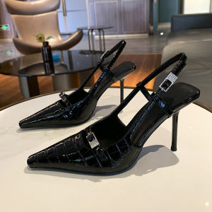 
Crocodile pattern toe-toe sandals for women 2026 new royal sister style fashionable high heels stiletto heels fashion single shoes