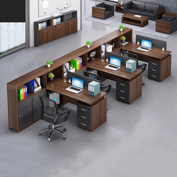 Office Desk and Chair Set, Simple and Modern, 4-Person Staff Workstation, Office Staff Cubicle with 6 Screens, Partitioned Financial Desk