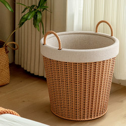 Japanese-Style Rattan Laundry Basket, Large Capacity Dirty Clothes Storage Basket, Bathroom Clothes Basket, Dirty Clothes Bin Storage Basket