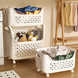 Dirty Clothes Basket with Wheels, Multifunctional Household Bathroom Dirty Clothes Storage Basket, Large Capacity Bathroom Storage Rack, Dirty Clothes Basket
