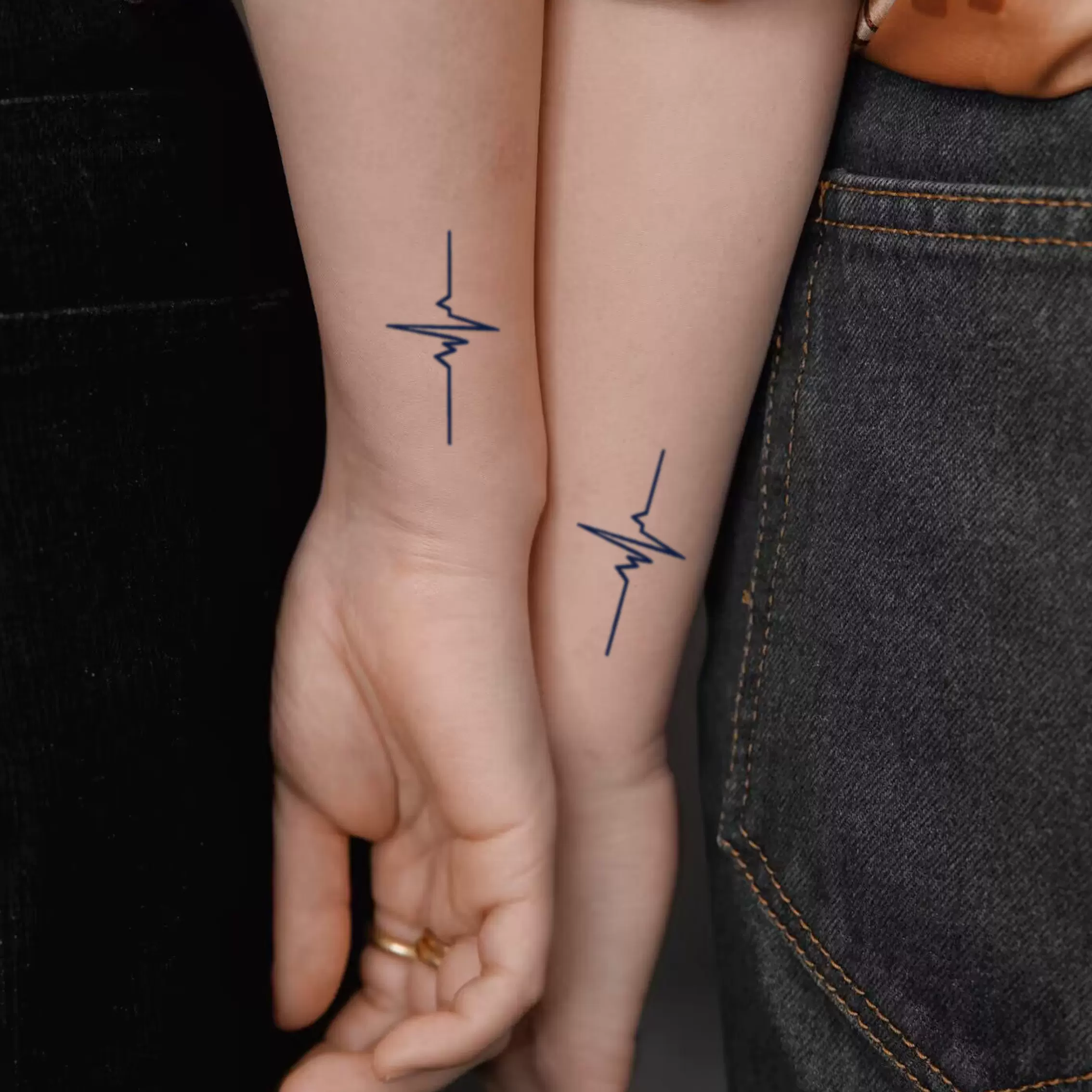 zichen 心电图手腕情侣草本纹身贴防水防搓洗不掉持久男女单针