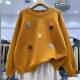 20609 winter round neck heavy industry embroidered flower round neck sweater Korean style sweater soft glutinous pullover top