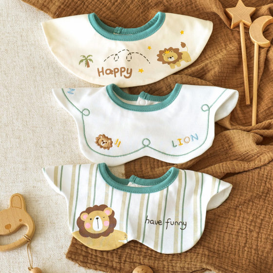 Swallow towel baby A pure cotton waterproof bib newborn 360 embroidery petals larger baby anti-spitting bib