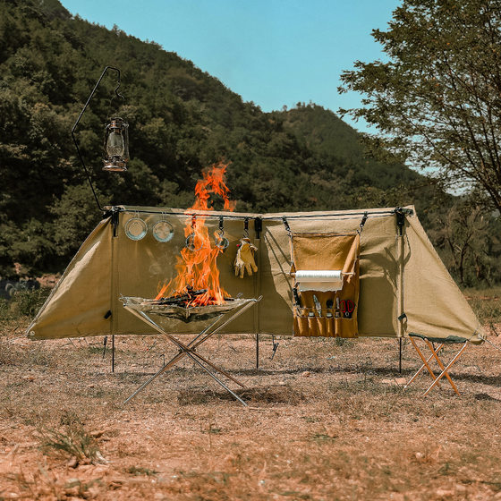 
Outdoor camping windshield cloth windshield wall windshield flame-retardant canvas windshield screen wind-resistant array curtain burning army curtain