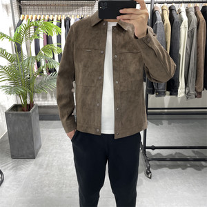 
2026 Spring New Men's Lapel Leather Jacket Fashion Trend Versatile Casual Jacket Youth Workwear Top