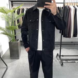 
Spring new style lapel leather jacket for men, Korean version, versatile casual workwear jacket, PU leather jacket, light luxury jacket top