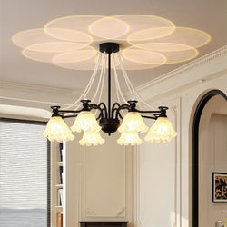 French Retro Black Chandelier American Flower Projection Internet Celebrity Atmosphere Living Room Atmospheric Bedroom Room Dining Room Lamps