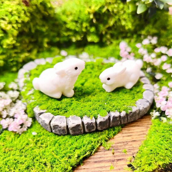 
Micro landscape simulation animal realistic rabbit mini bunny gardening diy decorative accessories desktop car small ornaments