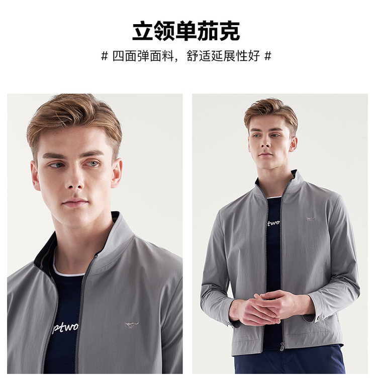 Septwolves Jacket Men's Trendy Fashion Stand Collar Solid Color