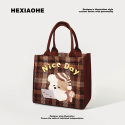 Oil Painting Handbag Student Portable Tote Bucket Bag Commuting Insulated Lunch Box Bag Large Capacity Lunch Bag Gift Bag
