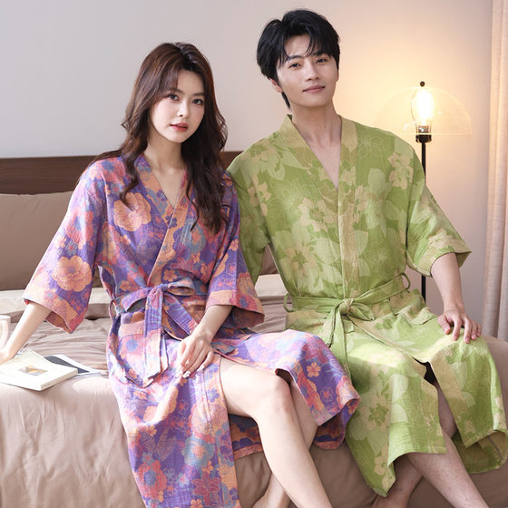 
Category a spring and summer thin pajamas pure cotton double-layer gauze bathrobe home wear nightgown couple style water-absorbent quick-drying bathrobe