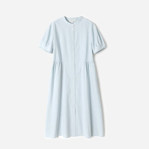 
WLQ09006 Jasmine Yaji Chinese Sun-dyed Cotton Gentle Wind Stand Collar Adjustable Waist Shirt Dress for Women