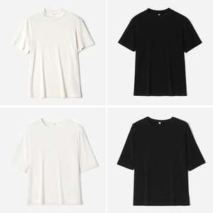 
WTX08137 [Shiliang Silk] Dry, silky and twisted full silk, versatile small bottle neck/round neck T-shirt base