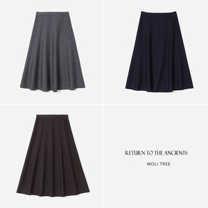 *WZQ07013 Jasmine Yaji I*C elegant and comfortable knitted worsted wool A-hem midi umbrella skirt for women