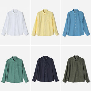 
MCS07003 Jasmine Yaji multi-color comfortable color full linen business casual long-sleeved shirt for men