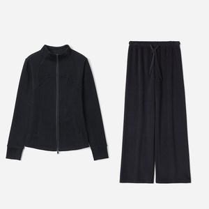 
WWT08291 Jasmine Yaji Soft and Warm German Velvet Casual Small Bottle Collar Long Sleeve Waist Jacket Straight Leg Pants Women