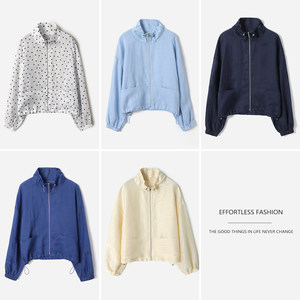 
WWT09010 Moli Yaji Dry and neat stand-up collar thin loose and breathable long-sleeved jacket for spring and summer women