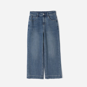 
WKZ09106 Jasmine Yaji comfortable four-way stretch cotton blended waist straight jeans for women in spring and summer