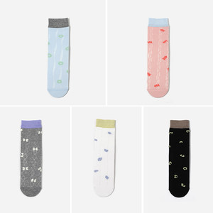 
WWZ09006 Jasmine Yaji Comfortable cotton stretch contrasting color mesh boneless socks mid-calf socks for women in spring and summer