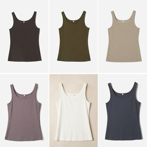 
WTX07072 Jasmine Collection L*m@ire Japanese high elastic high-string cotton U-neck base solid color vest for women